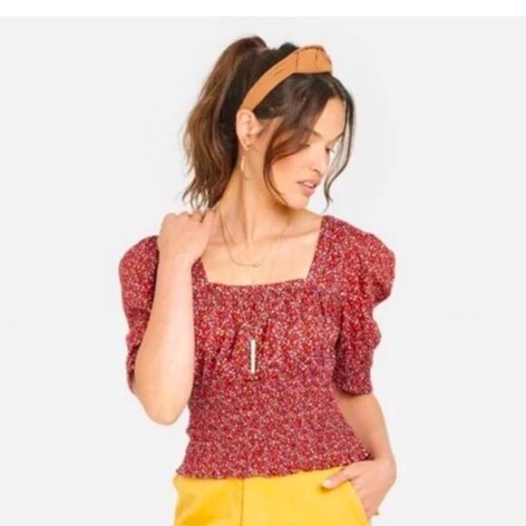 Like New! Universal Thread Floral Print 3/4 Sleeve Smocked Blouse- small - Picture 1 of 8